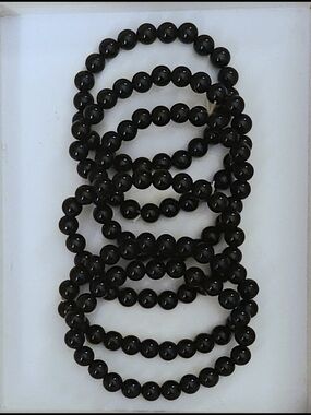 Black Onyx Beaded Stretch Bracelets (6)